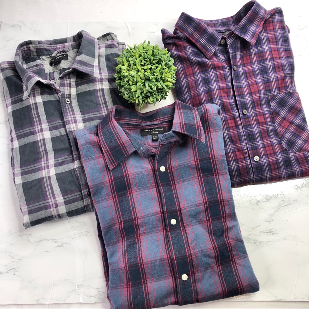 Banana Republic Factory Purple Plaid Shirt Bundle